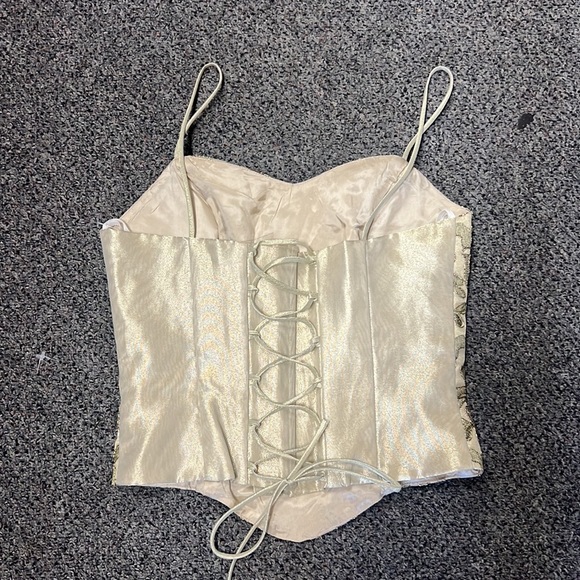 🌸3/$30🌸 FANNY | champagne/gold corset top VINTAGE - Picture 3 of 3